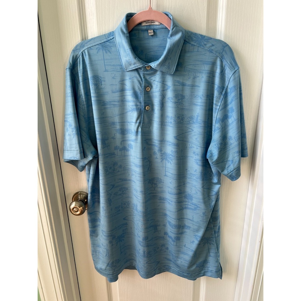 Peter Millar Summer Comfort Shirt Lighthouse Alligator Coastal Golfer‎ Print M